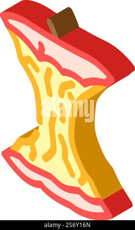 apple core isometric icon vector. apple core sign. isolated symbol illustration. apple core isometric icon vector illustration Stock Vector