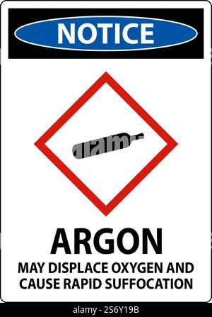 Notice Argon GHS Sign On White Background Stock Vector
