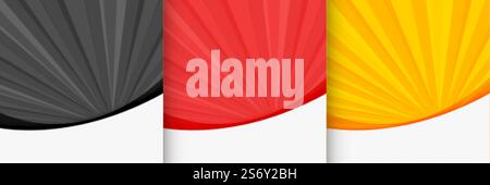 sunburst backgrounds set in yellow black and red colors Stock Vector
