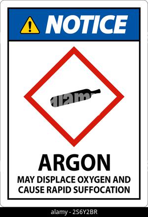 Notice Argon GHS Sign On White Background Stock Vector