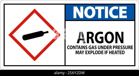 Notice Argon GHS Sign On White Background Stock Vector