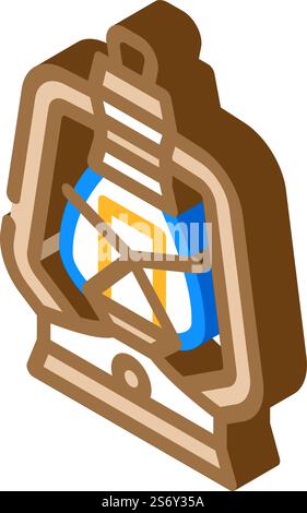 antique kerosene lamp isometric icon vector. antique kerosene lamp sign. isolated symbol illustration. antique kerosene lamp isometric icon vector illustration Stock Vector