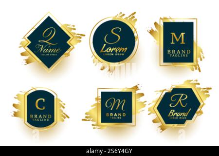 abstract golden monograms symbols or logotype frames collection Stock Vector