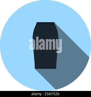Business Pencil Skirt Icon. Flat Circle Stencil Design With Long Shadow. Vector Illustration. Stock Vector