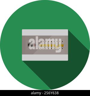 Circuit Breakers Box Icon. Flat Circle Stencil Design With Long Shadow. Vector Illustration. Stock Vector