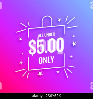 dollar five only deals promotional marketing banner design Stock Vector