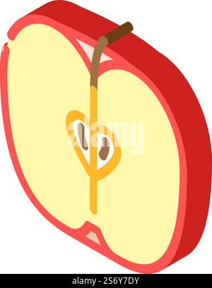 red apple fruit leaf isometric icon vector illustration Stock Vector ...