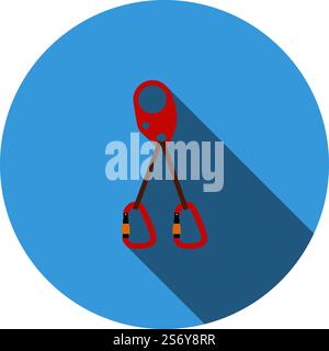 Alpinist Self Rescue System Icon. Flat Circle Stencil Design With Long Shadow. Vector Illustration. Stock Vector