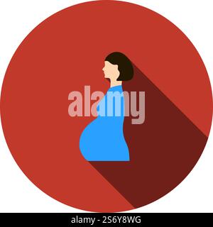 Mother&rsquo;s Day Icon. Flat Circle Stencil Design With Long Shadow. Vector Illustration. Stock Vector