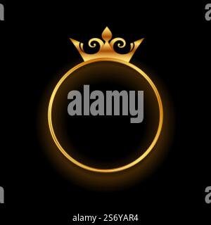 golden crown with circular ring frame background Stock Vector