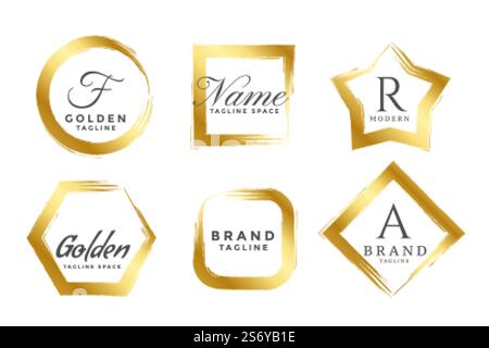 abstract golden frame logos or monograms set Stock Vector