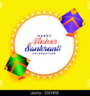 makar sankranti festival background with two kites Stock Vector