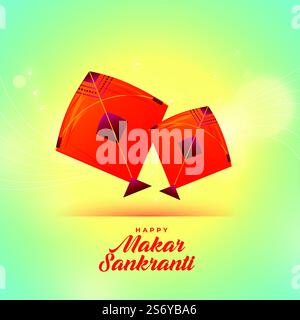 makar sankranti greeting card with kites Stock Vector