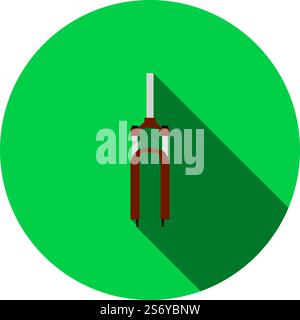 Bike Fork Icon. Flat Circle Stencil Design With Long Shadow. Vector Illustration. Stock Vector