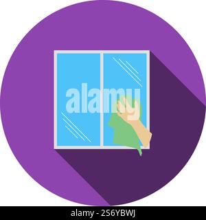 Hand wiping window icon. Flat color design. Vector illustration. Stock Vector
