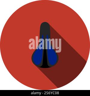 Bike Seat Icon Top View. Flat Circle Stencil Design With Long Shadow. Vector Illustration. Stock Vector