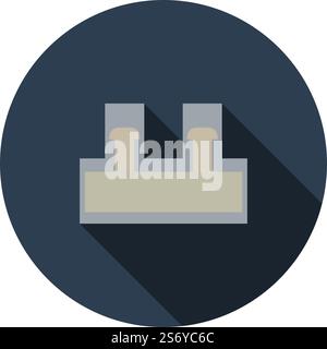 Electrical Connection Terminal Icon. Flat Circle Stencil Design With Long Shadow. Vector Illustration. Stock Vector