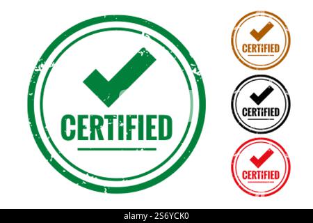 certified check quality label or rubber stamp set Stock Vector