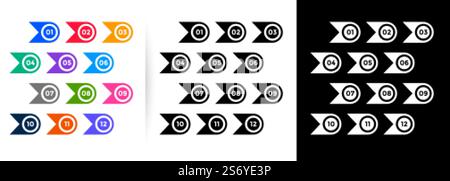 ribbon and circle style bullet point numbers Stock Vector