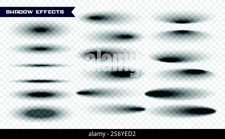big set of shadows on transparent background Stock Vector