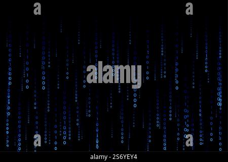 matrix style binary code digital falling numbers blue background Stock Vector