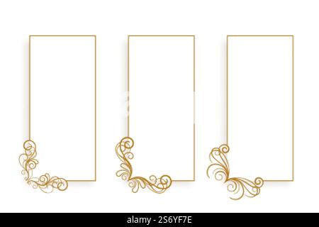 ornamental floral vertical frames set of three Stock Vector
