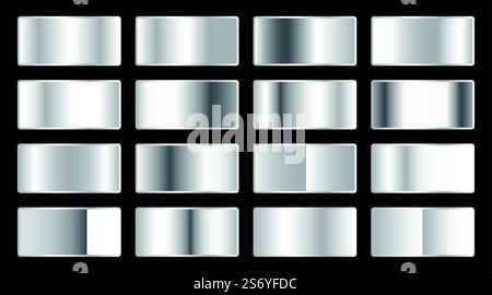 shiny silver gradients big set. shiny silver gradients big set vector illustration Stock Vector