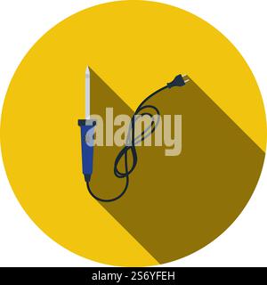 Soldering Iron Icon. Flat Circle Stencil Design With Long Shadow. Vector Illustration. Stock Vector