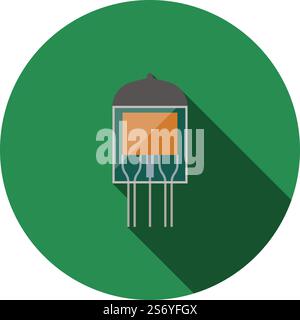 Electronic Vacuum Tube Icon. Flat Circle Stencil Design With Long Shadow. Vector Illustration. Stock Vector