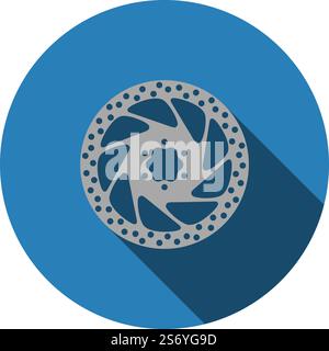 Bike Brake Disc Icon. Flat Circle Stencil Design With Long Shadow. Vector Illustration. Stock Vector