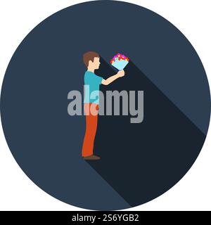 Mother&rsquo;s Day Icon. Flat Circle Stencil Design With Long Shadow. Vector Illustration. Stock Vector