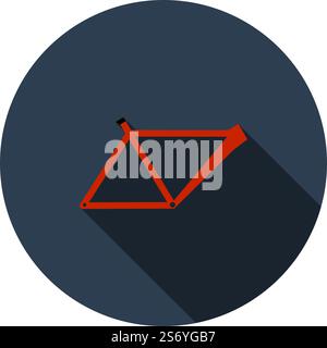 Bike Frame Icon. Flat Circle Stencil Design With Long Shadow. Vector Illustration. Stock Vector