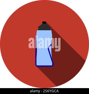 Bike Bottle Cages Icon. Flat Circle Stencil Design With Long Shadow. Vector Illustration. Stock Vector