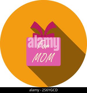 Mother&rsquo;s Day Icon. Flat Circle Stencil Design With Long Shadow. Vector Illustration. Stock Vector