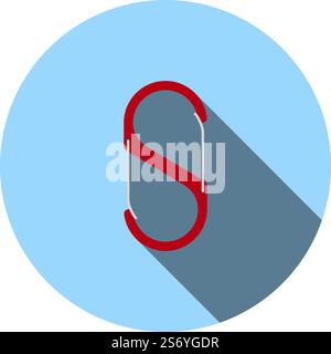 Alpinist Double Sided Carabine Icon. Flat Circle Stencil Design With Long Shadow. Vector Illustration. Stock Vector