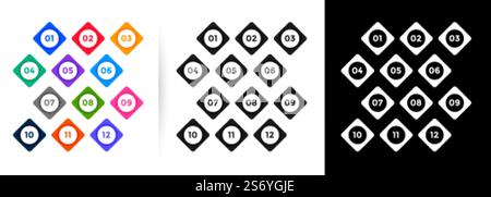 bullet points numbers in button style Stock Vector