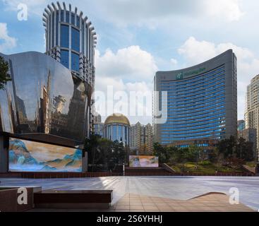 Shanghai, China. January 7, 2025.  view of Century Square along Nanjing Road Pedestrian Street in the city center Stock Photo