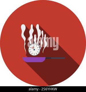 Pan With Stopwatch Icon. Flat Color Design. Vector Illustration. Stock Vector