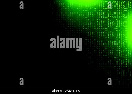 green digital binary numbers glowing background Stock Vector