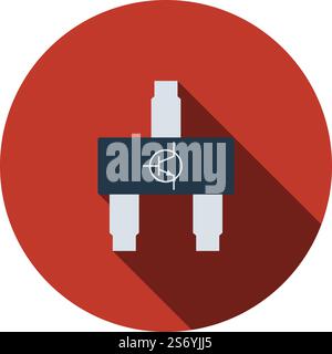 Smd Transistor Icon. Flat Circle Stencil Design With Long Shadow. Vector Illustration. Stock Vector