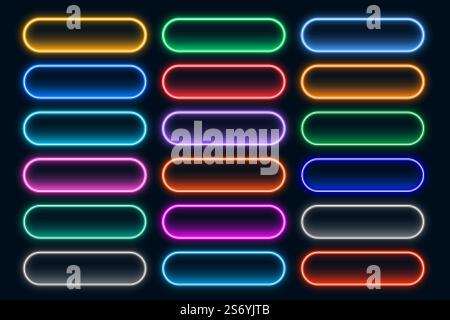 glowing neon web buttons collection Stock Vector