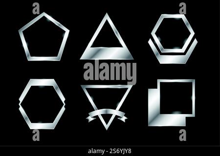 silver premium medal badges and labels empty set Stock Vector