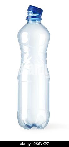 Empty small plastic water bottle isolated on white background Stock Photo