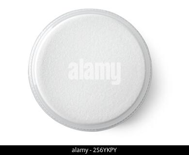 Plastic white bowl lid cover top view isolated on white background with clipping path Stock Photo