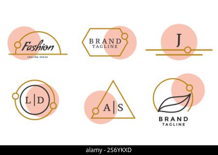 fashion brand logos or monograms set of six Stock Vector