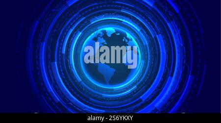 global technology concept glowing wallpaper Stock Vector