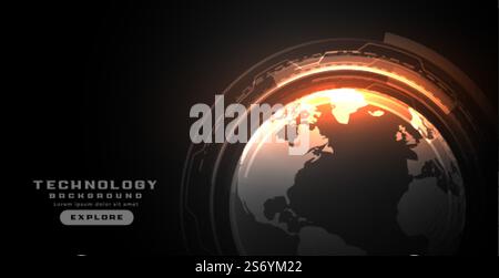 digital earth concept with circuit diagram Stock Vector