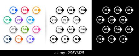 bullet points circles shape numbers set Stock Vector