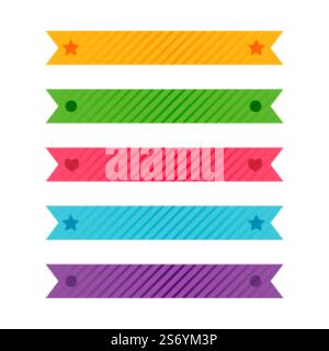 colorful patterned ribbons or adhesive tape set Stock Vector