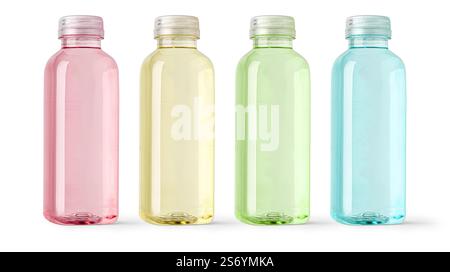 Set of drink plastic bottles isolated on white background Stock Photo